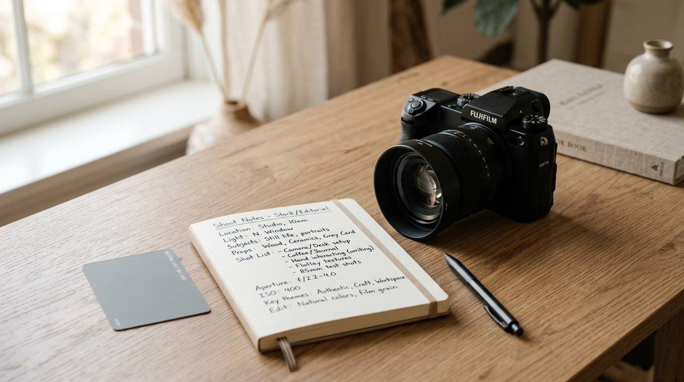Original synthetic illustration of coffee cup and open notebook on wooden desk for keyword exercises